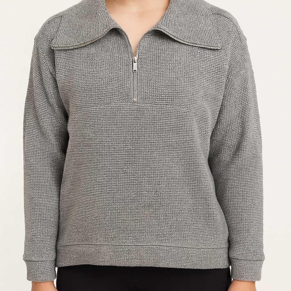 Sweaty‎ Betty Size US 8 Gray Quarter-Zip Sweater minor flaws